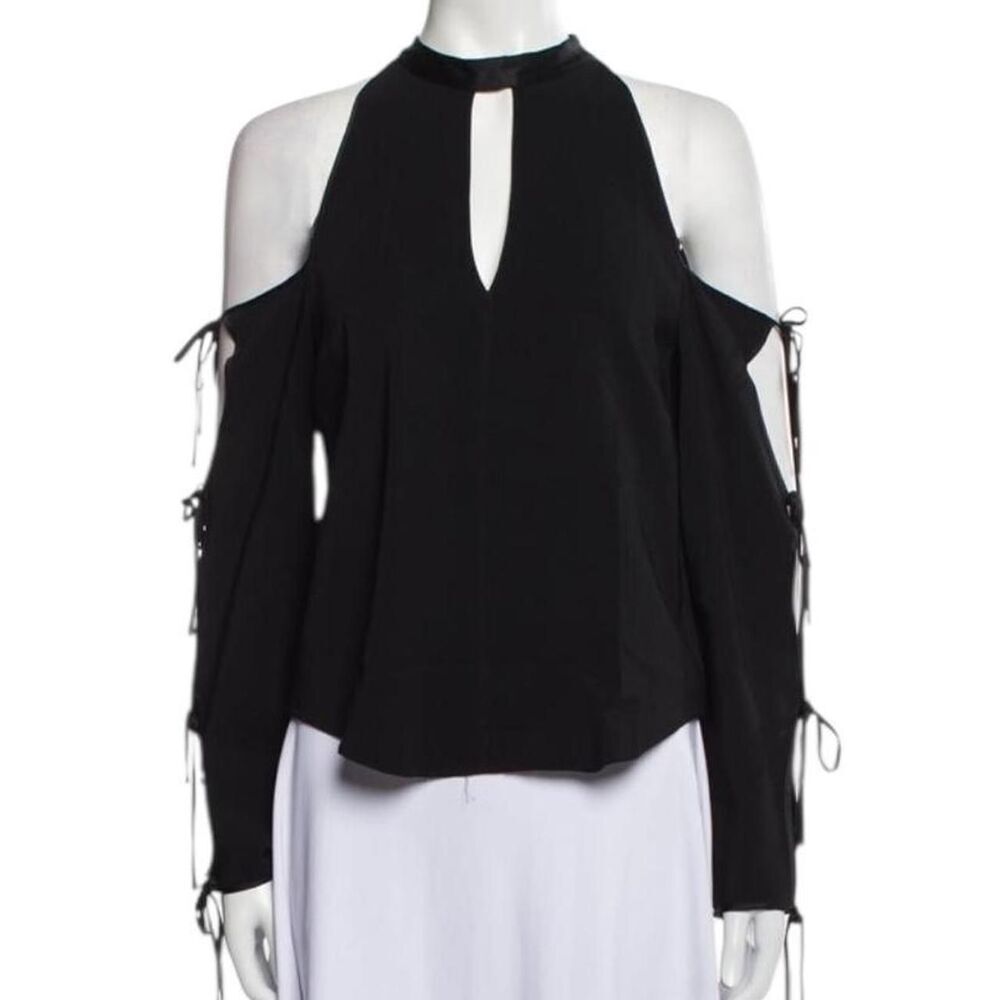 Veronica Beard Lachland Cold-Shoulder Cutout Blouse